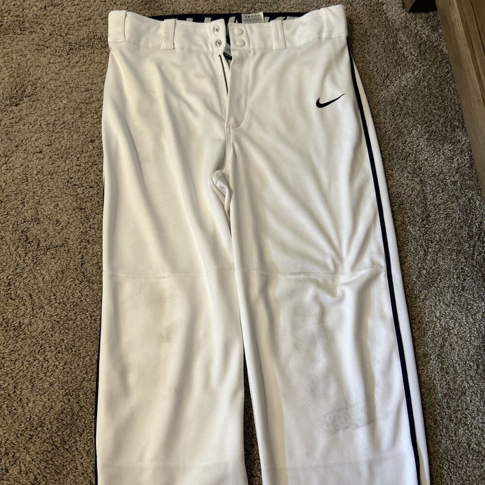 Nike Men’s Medium Baseball Pants White With Black Piping